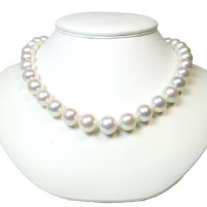 Glanzvolles großes Mingperlencollier in Weiß, 11-12,8 mm, AAA